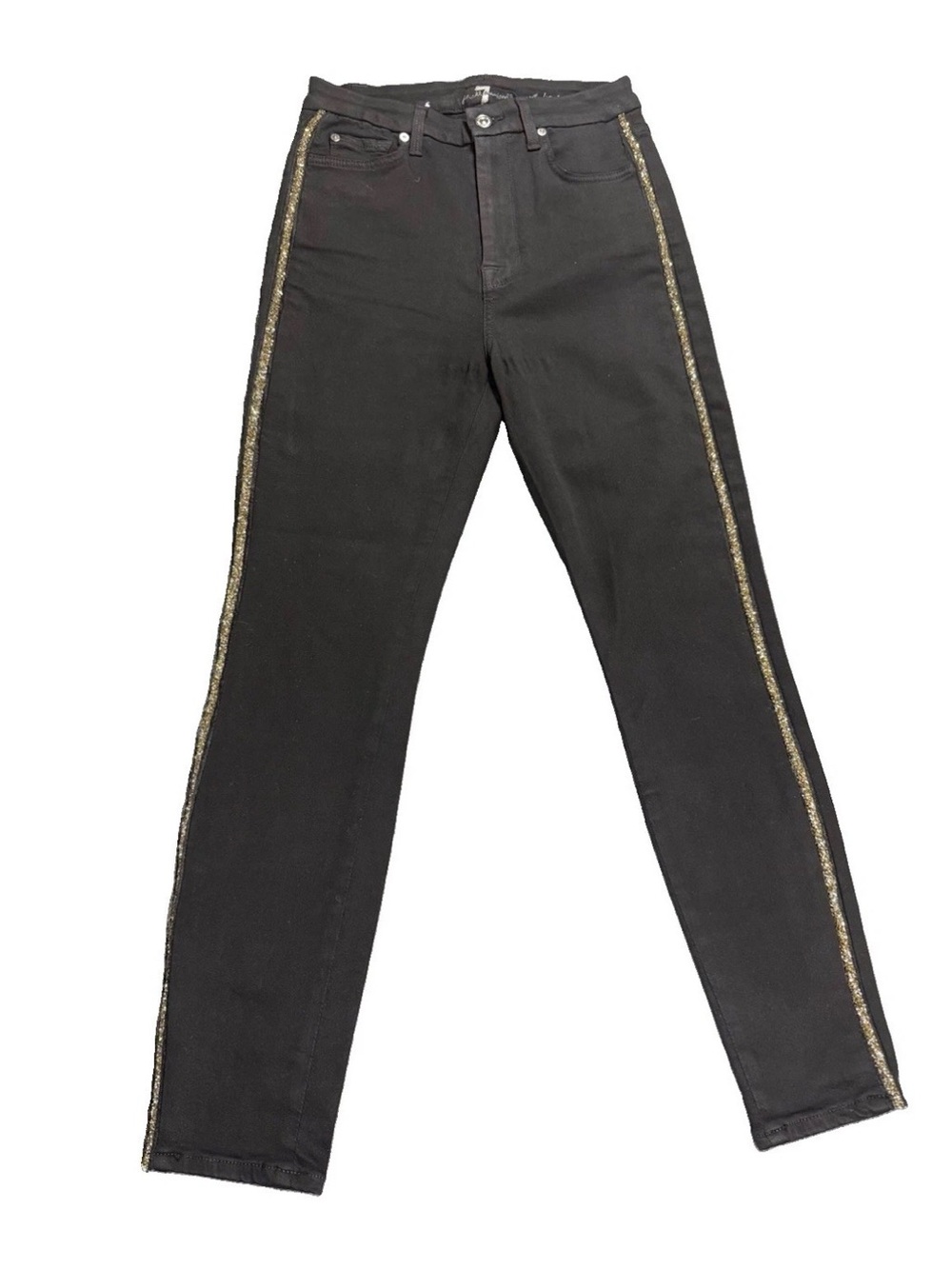 7 For All Mankind Aubrey Caviar Side Stripe Slim Illusion Jeans Luxe Sz 27